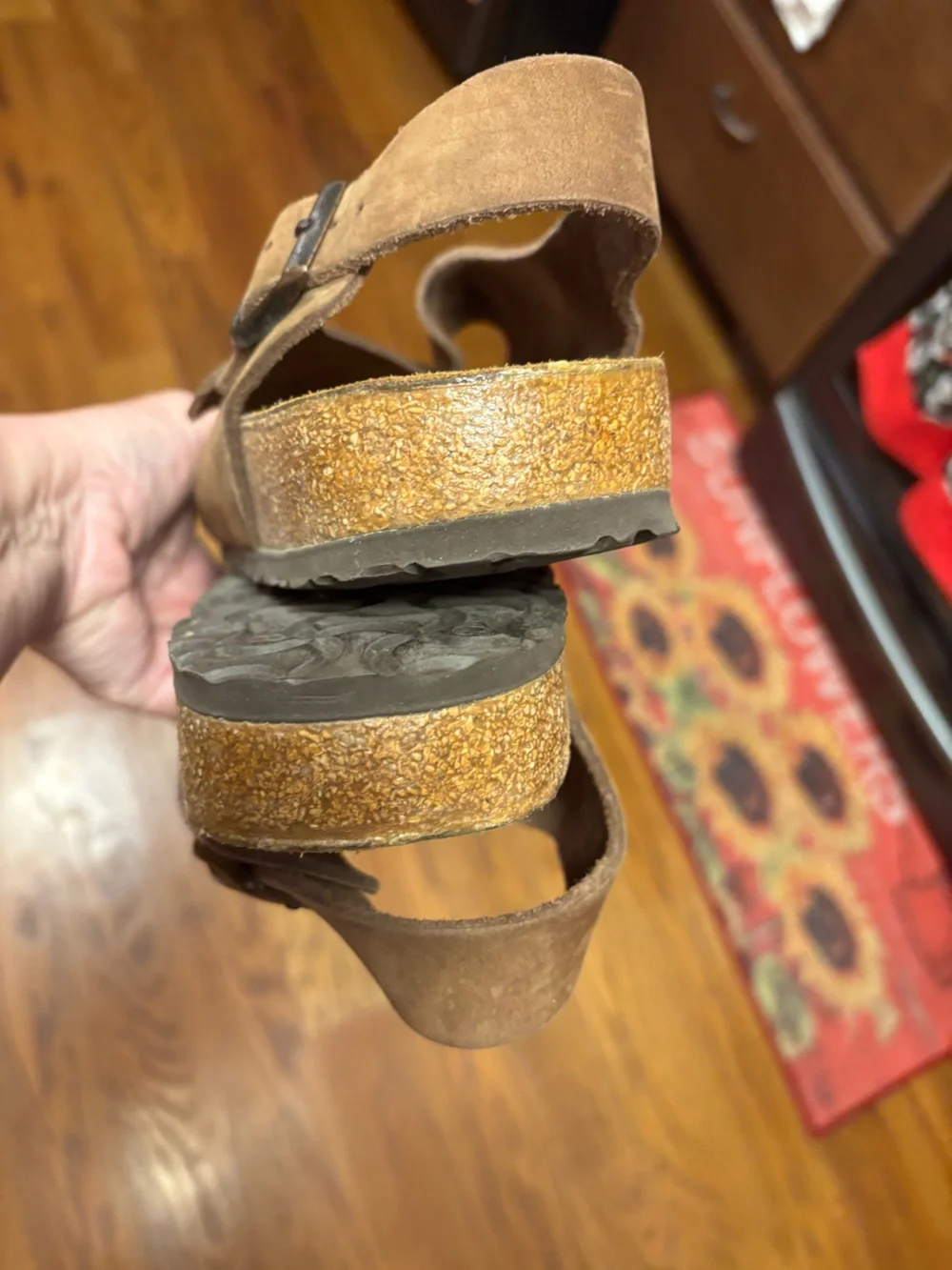 Birkenstock Men's Brown Suede Two-Strap Buckle Sandals